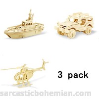 3 Pack 3D Wooden Puzzles Vehicle DIY Assembly Model Adult Craft DIY Brain Teaser Games Engineering Toys B07BYB5KSG